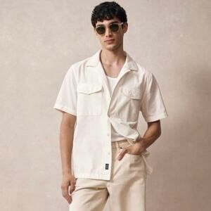 NEW Todd Snyder Size L Corduroy Panama Shirt Bisque Button Up Pockets